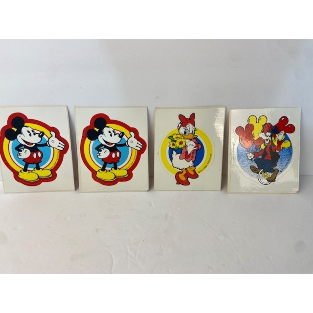 Vintage Walt Disney Productions Mickey Mouse Daisy Goofy Stickers Set of 4